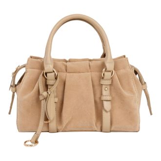 Generic Cymwer Women Frosted PU Leather Handheld Shoulder Bag with Zipper for Daily Use(Beige) (Beige)