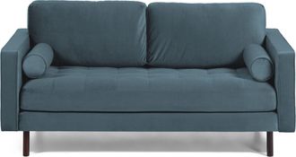 K Home 2-Sitzer Samtsofa Debory mit abnehmbaren Bezügen - Petrol