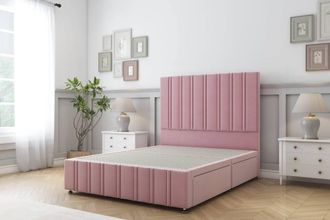 Sloomy Langston Plush Divan Base 2 Drawers-54 Headboard & 12 Footboard in Pink | Size: Small Double