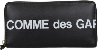 Comme Des Gar&ccedil;ons Logo Ritssluiting Portemonnee - Heren - Accessoires - Zwart - Maat: ONE Size Leer