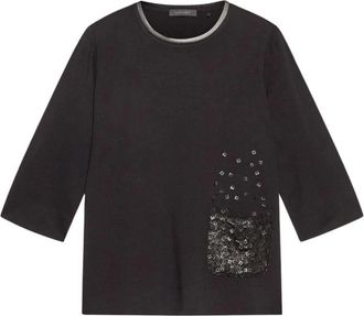 Elena Miro Stijlvolle Gebreide Top - Dames - Longsleeves - Zwart - S - Tops