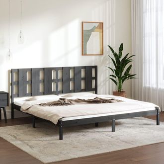 Berkfield Home Bed Frame Grey Solid Wood Pine 200x200 cm