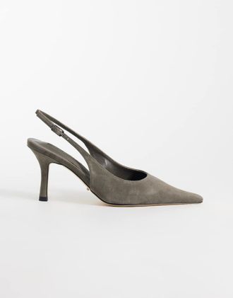 Tony Bianco Samar d&eacute;collet&eacute; slingback con tacco in camoscio grigio-Neutro