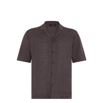 Slowear Short Sleeve Shirts, male, Gray, Size: XL Regular fit linen and cotton shirt