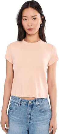 AG - Adriano Goldschmied Sadie Crew Neck Crop T-Shirt Womens Clothing Sparkling Rose : SM (US 2-4), Cotton/Modal