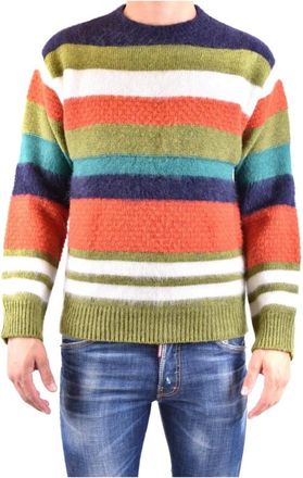 Dsquared2 Multicolor Gestreept Gebreid - Heren - Ronde hals truien - Veelkleurig - M - Wol - Truien & Vesten