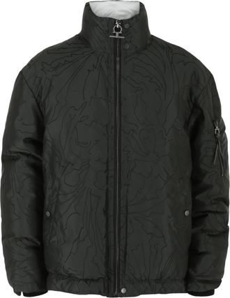 Ferragamo Mens Abstract Print Quilted Jacket In Black