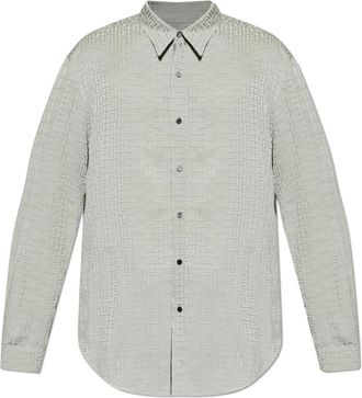 Balmain Monogram Shirt - Heren - Zakelijke Overhemden - Grijs - L - Overhemden