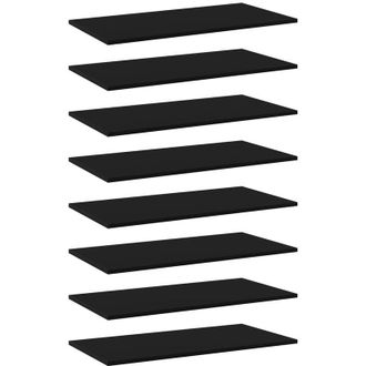 vidaXL Estantes Para Estanter&iacute;a 8 Uds Contrachapada Negro 80x40x1,5 Cm Vidaxl