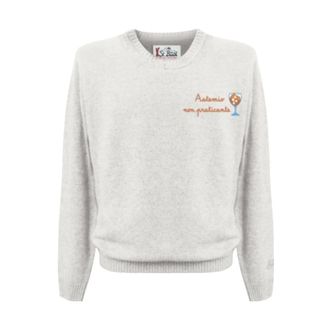 MC2 Saint Barth Round-neck Knitwear, male, White, Size: XL Heron Light