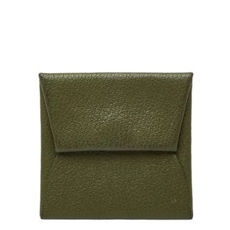 Herm&egrave;s Green Chevre Leather Coin Purse/Coin Case (Pre-Owned)
