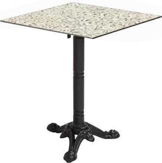 Oviala Mesa de bistro de jard&iacute;n cuadrada inclinable 60 cm 4 plazas terrazo