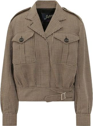 Seafarer Houndstooth-pattern Belted Jacket