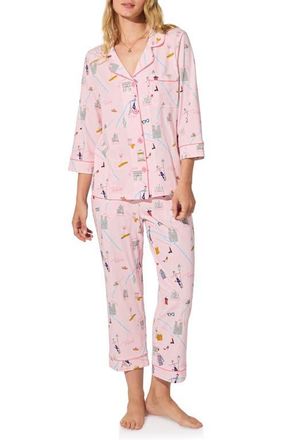 Bedhead Pajamas Print Stretch Organic Cotton Crop Pajamas in 48 Hours In Paris at Nordstrom, Size Large