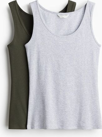 H&M MAMA 2er-Pack Tanktops mit Stillfunktion - Green