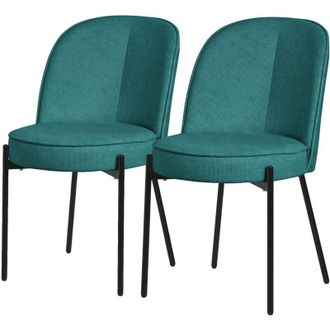ML Design ML-Design Set 2 Sedie da Sala Pranzo Verde Petrolio in Poliestere Gambe in Metallo, Struttura in Acciaio, con Schienale Semi-Rotondo, Poltrone