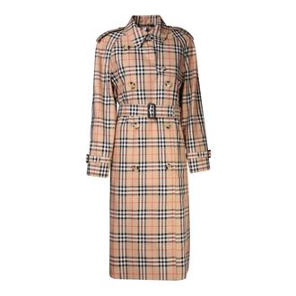 Burberry Belted Coats, female, Beige, XS, Vintage Check Trench Coat Beige