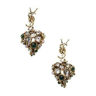 Saint Laurent Earrings, female, Multicolor, Size: ONE SIZE Cassandre Crystal Heart Earrings