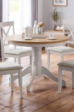 Julian Bowen Davenport Round Pedestal 4 Seater Dining Table in Grey