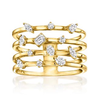 Ross-Simons Multi-Shaped Lab-Grown Diamond Multi-Row Ring in 18kt Gold Over Sterling