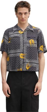 Undercover Graphic-print Shirt - Heren - Korte mouwen Overhemden - Veelkleurig - XS - Rayon - Overhemden