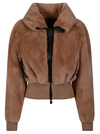 Pinko Bagels Polyester Faux Fur Bomber Jacket