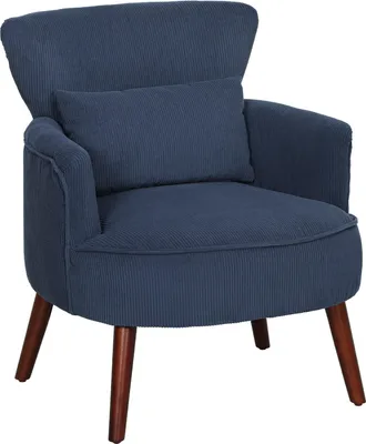 HOMCOM Armchair with Padded Seat and Backrest for Living Room - Blue | TJ Hughes
