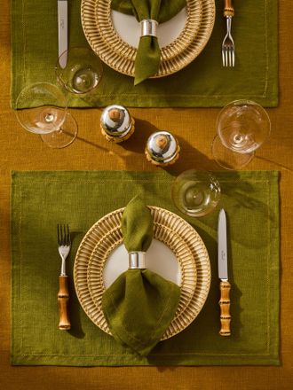 Volga Linen Hem-Stitch Linen Placemats (Set of 6)