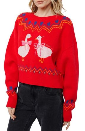 Ciebon Neve Jacquard Sweater in Red at Nordstrom, Size Medium
