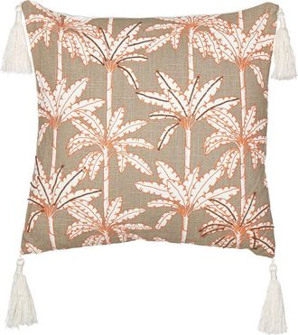 Beliani Beliani - Coj&iacute;n Cuadrado De Algod&oacute;n 45 X 45 Cm Relleno Poli&eacute;ster Accesorios Motivo Palmeras Multicolor Melobesia