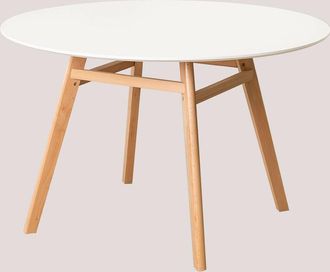 Sklum Mesa De Comedor Redonda En Mdf Y Madera De Haya Scand Nordic Sklum