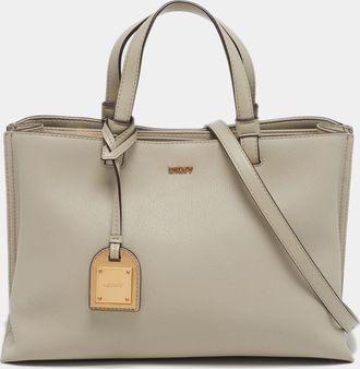 DKNY Dkny Alya Medium Taupe Leather Satchel