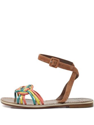 Christian Louboutin Gevlochten su&egrave;de sandalen - Bruin