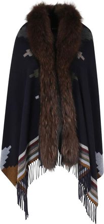 Bazar Deluxe Stola 1411|099 - Dames - Ponchos - Blauw - ONE Size - Wol - Jassen