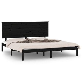 Berkfield Home Bed Frame Black Solid Wood Pine 200x200 cm