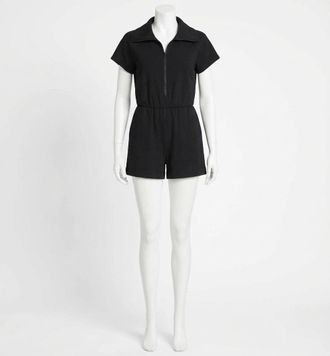 Spanx Airessentials Half Zip Romper In Very Black