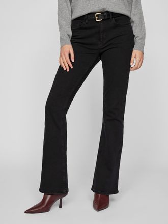 Vila Bootcut-Jeans VILA VIBETTY RW FLARED JEANS BLK OSC221-NOOS, Damen, Gr. XS (34), L&auml;nge 32, schwarz (schwarz denim), Denim/Jeans, Obermaterial: 99% Baum