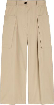 Loewe Cropped Cotton and Silk-blend Trousers - Beige - 38 (UK10 / S)