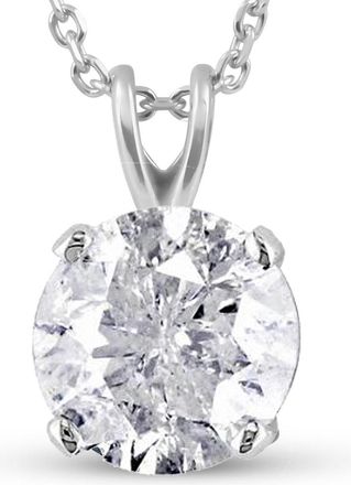 Pompeii3 Certified 3Ct Round Solitaire Diamond Pendant 14k White Gold Necklace Lab Grown