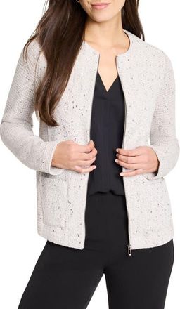 Nic+Zoe Knit & Woven Zip Front Jacket in Sugar Cookie at Nordstrom, Size Xx-Large