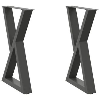 Berkfield Home Dining Table Legs 2 pcs Anthracite 60x(72-73.3) cm Steel in Dark Grey