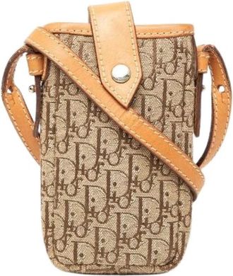 Dior Pre-owned Oblique Trotter Canvas Leather Mini Shoulder Bag - Dames - Vintage Schoudertas - Bruin - ONE Size - Leer - Vintage