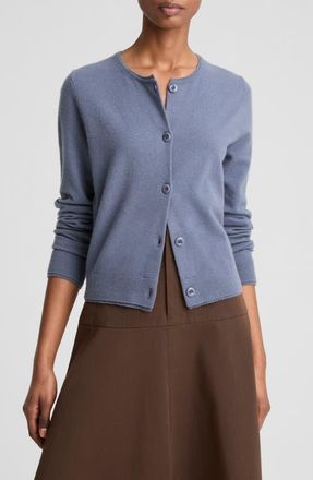Vince Scallop Trim Button Front Cardigan in Azul at Nordstrom, Size Xx-Small