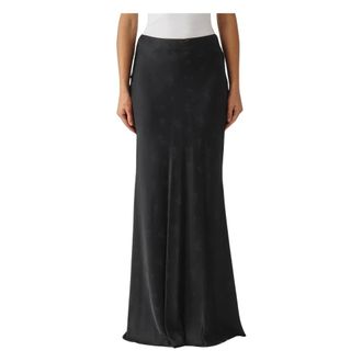 Twinset Rokken, Dames, Zwart, M, Satijn, Lange Jacquard Satijnen Rok