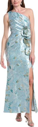 Adrianna Papell Metallic Jacquard Rose Gown