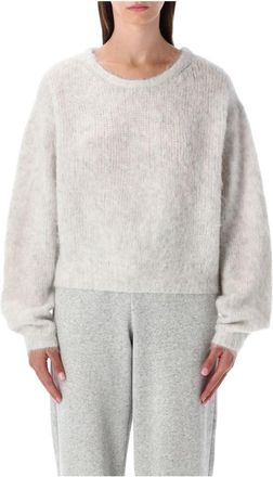 American Vintage Gezellige Melange Gebreide Trui Aw 25 - Dames - Ronde hals truien - Grijs - M/L - Truien & Vesten