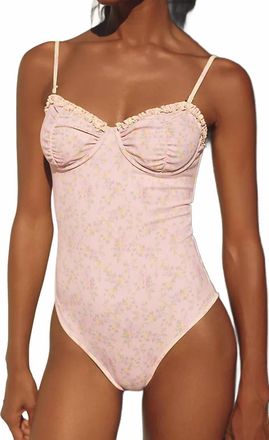 LoveShackFancy Brooksie One-Piece Swimsuit In Strawberry Lemonade