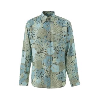 Tom Ford Light Blue Floral Print Shirt - Heren - Casual Overhemden - Veelkleurig - M - Overhemden