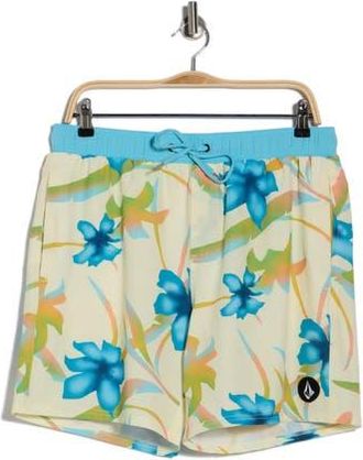 Volcom Manic Print Swim Trunks in Light Beige at Nordstrom Rack, Size Xx-Large