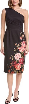 Rene Ruiz Asymmetric Neckline Stretch Crepe Cocktail Dress